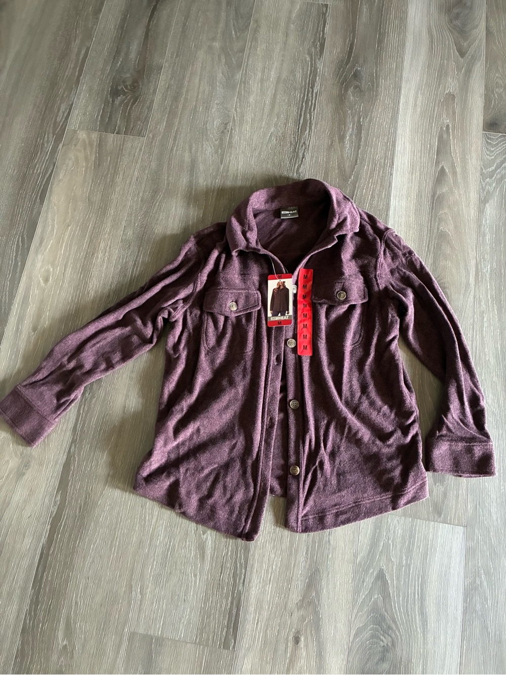 Button-Front Burgundy Knit Shacket size M